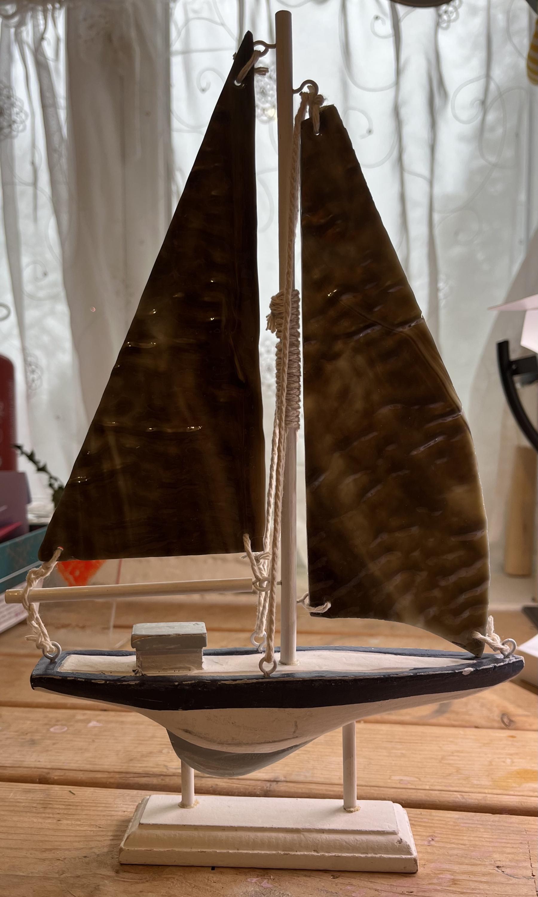 Wood Boat with Glass Sails 