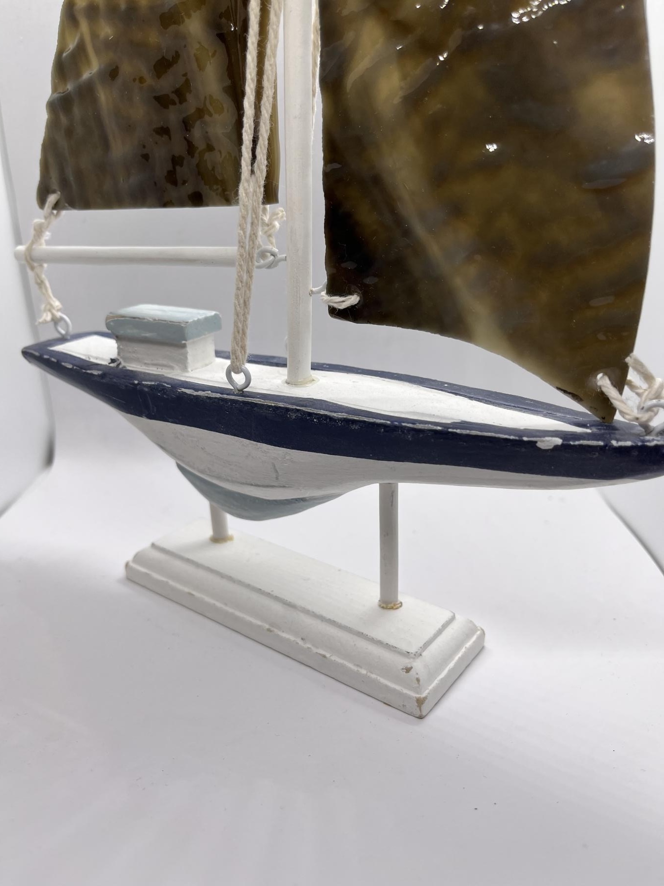 Wood Boat with Glass Sails 